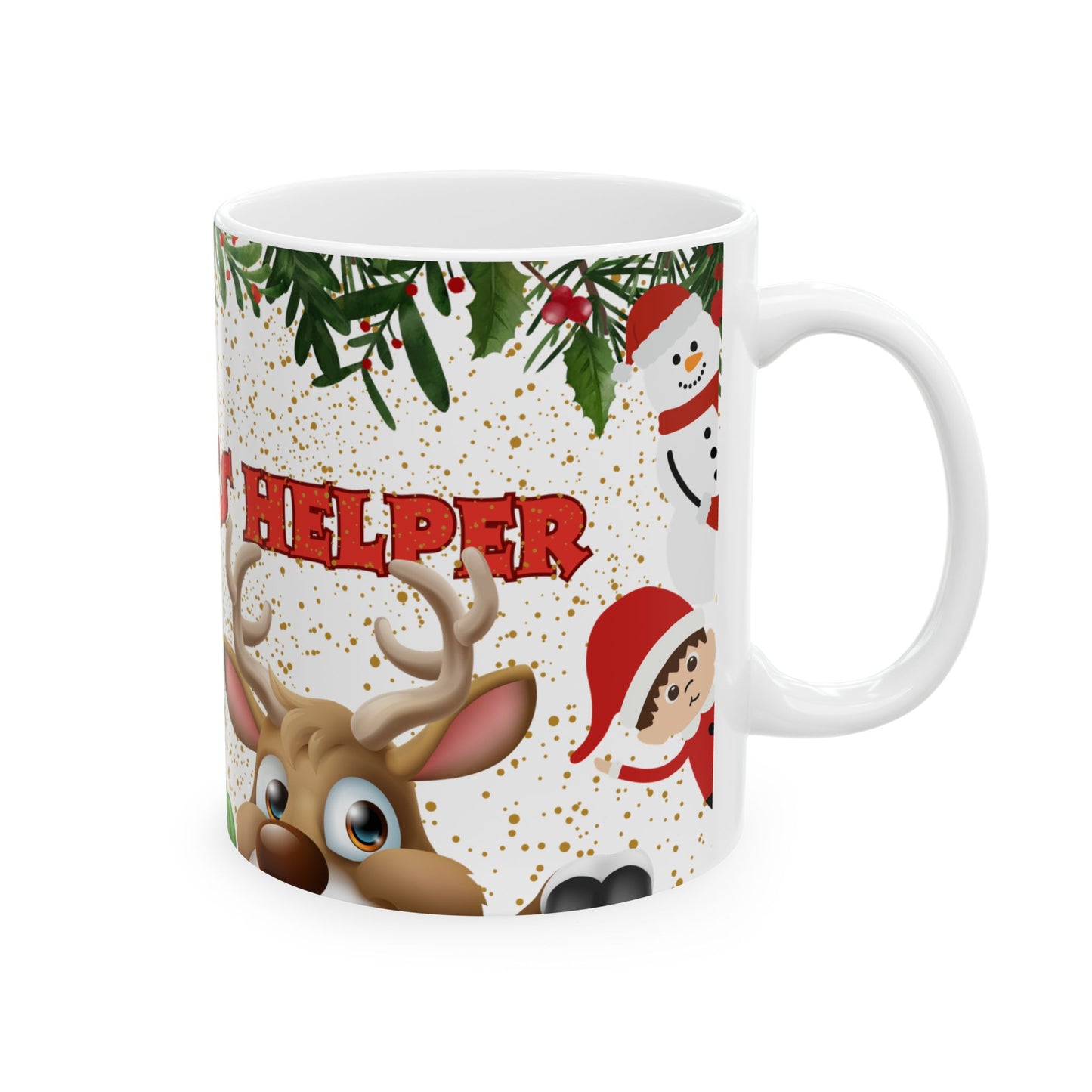Grandma's Favorite Helper Mug | Christmas Elf Reindeer Snowman Design