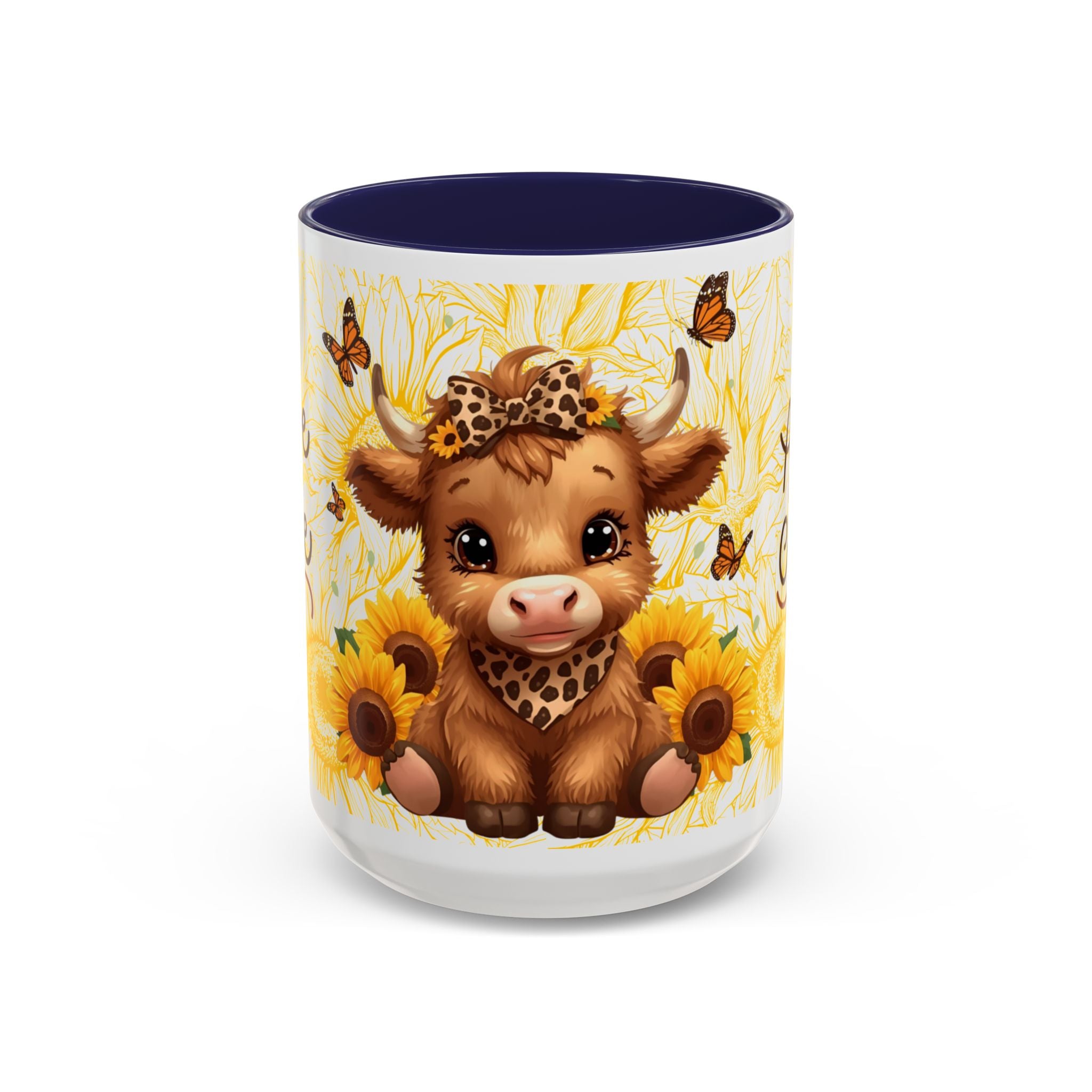 Highland Cow Cup Cute Sunflower Coffee Mug 11 and 15oz Size