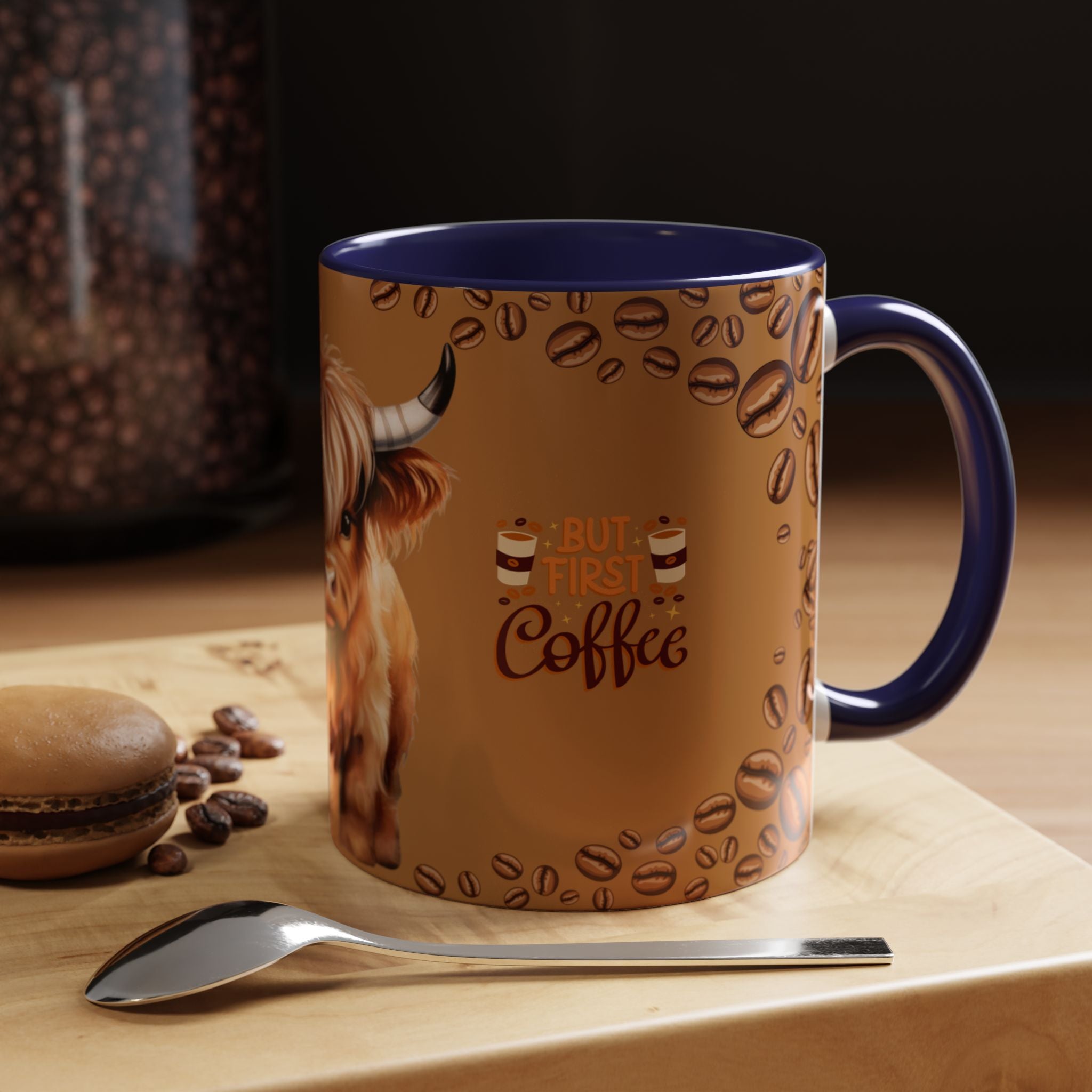 Highland Cow Coffee Mug — 'But First Coffee' Highland Cow Accent Mug (11/15oz)