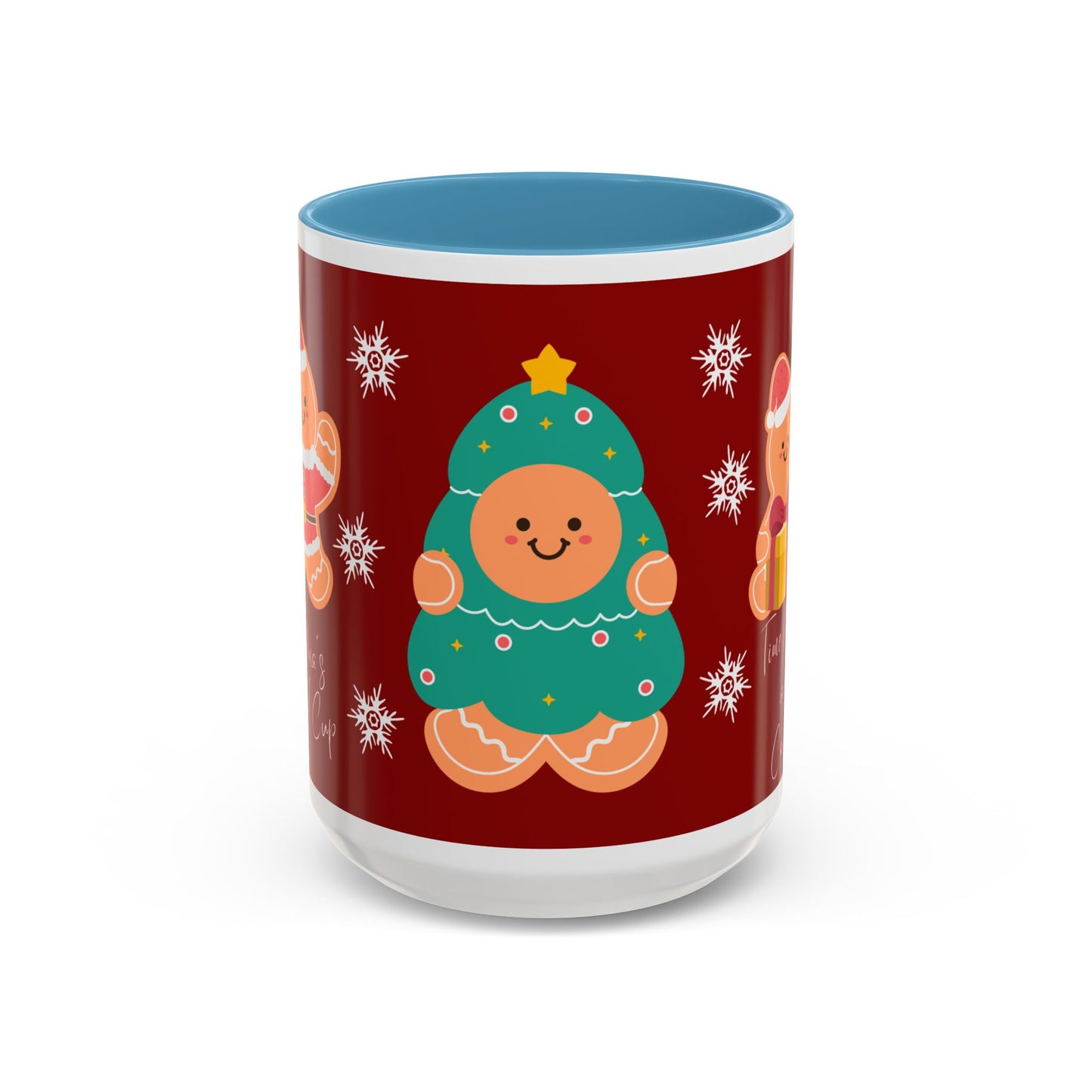 Christmas Cookie & Milk Accent Mug — Holiday Gingerbread Tree Design (11/15oz)