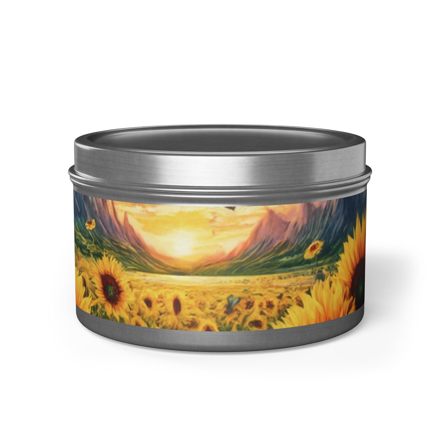 Beautiful Scented Sunflower Design Tin Candles