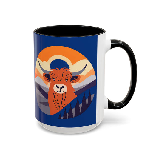 Highland Cow Coffee Mug — Cute Orange Scottish Cattle Accent Ceramic Mug (11/15 oz)