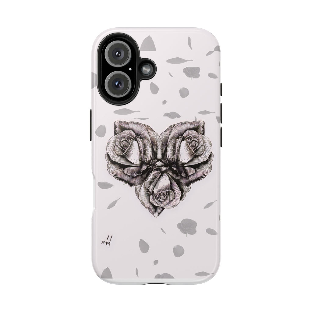 IPhone Phone Case Artistic Floral Tough Phone Cases - Heart Rose Design