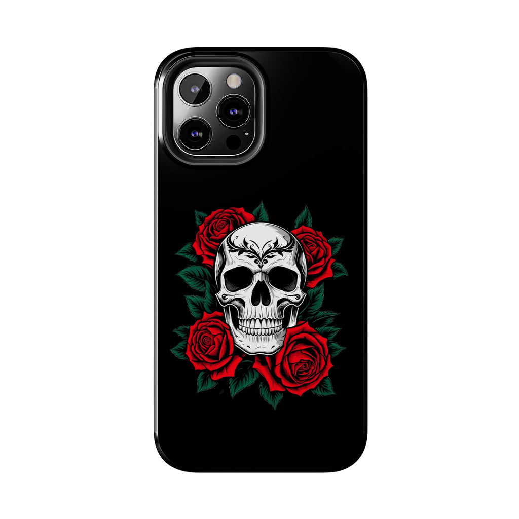Skull and Roses Tough Phone Case — Durable Protective iPhone Cover with Vibrant Wing Design