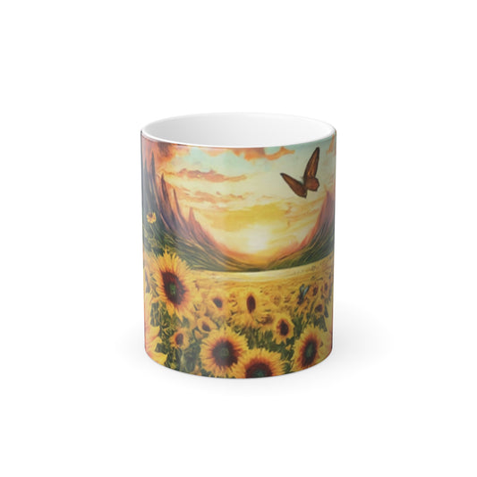 Blooming Hydration: Sunflower Color Morphing Mug, 11oz