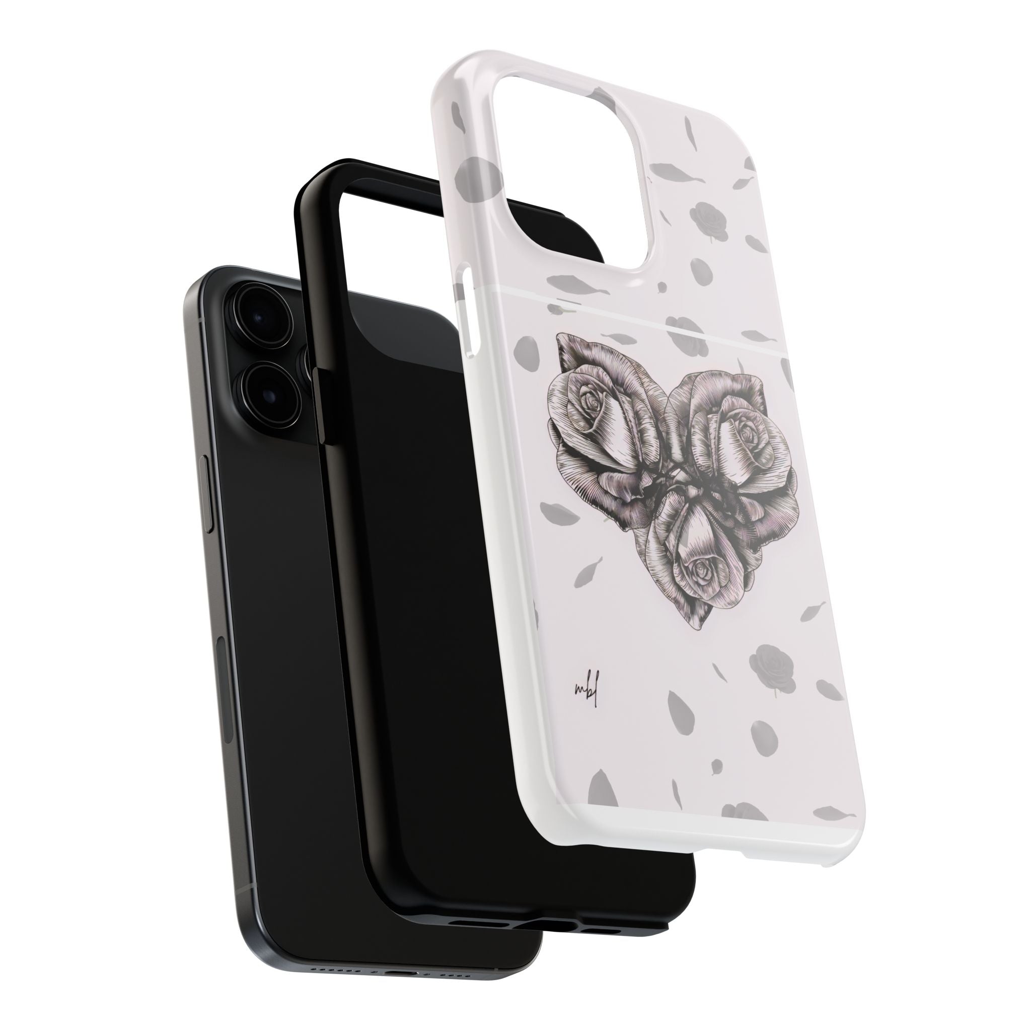 IPhone Phone Case Artistic Floral Tough Phone Cases - Heart Rose Design