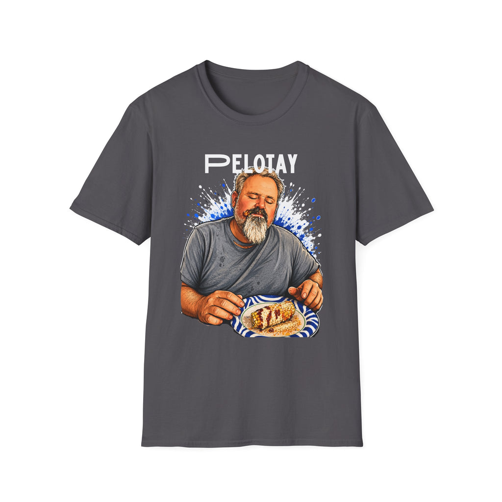 T-Shirt — Bearded Man Enjoying Mexican Elote for the First Time Illustration