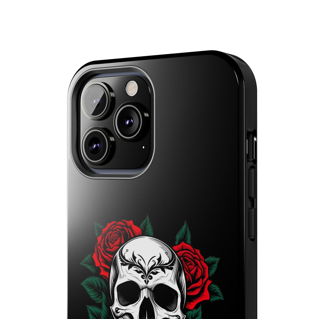 Skull and Roses Tough Phone Case — Durable Protective iPhone Cover with Vibrant Wing Design