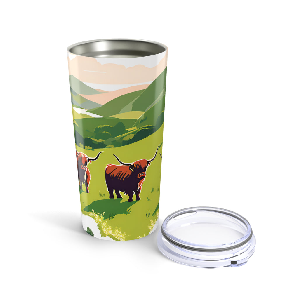 Highland Cow Tumbler Insulated Scenic Farm Landscape Travel Mug 20oz