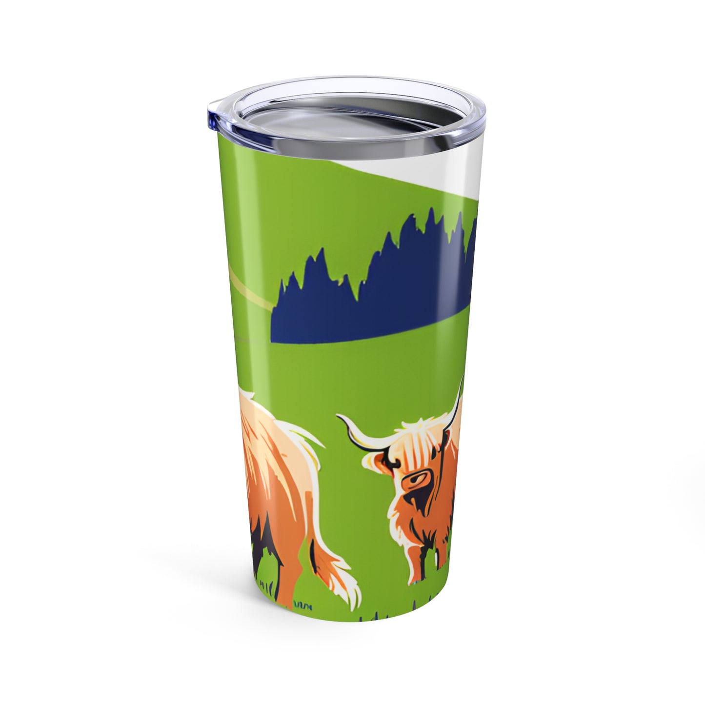 Insulated Travel Cup Highland Cow 20oz Tumbler with Scottish Farm Design