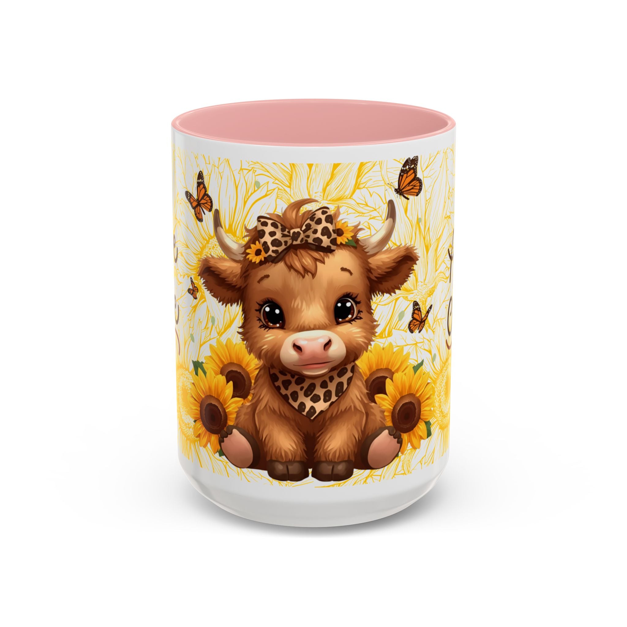 Highland Cow Cup Cute Sunflower Coffee Mug 11 and 15oz Size