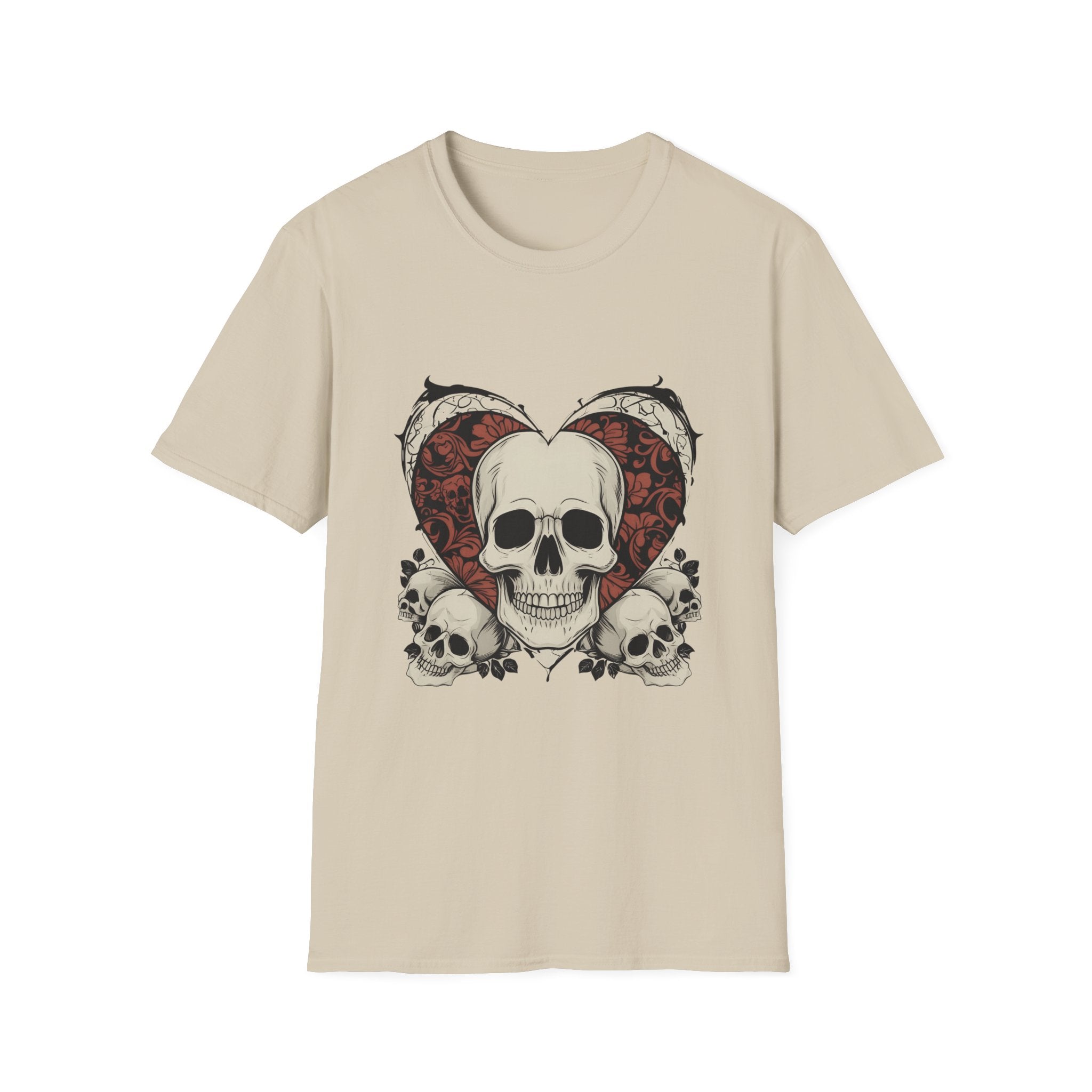 Skull Heart Graphic Tee - Edgy Unisex T-Shirt for Halloween, Gothic Style, Alternative Fashion, Gift for Her/Him