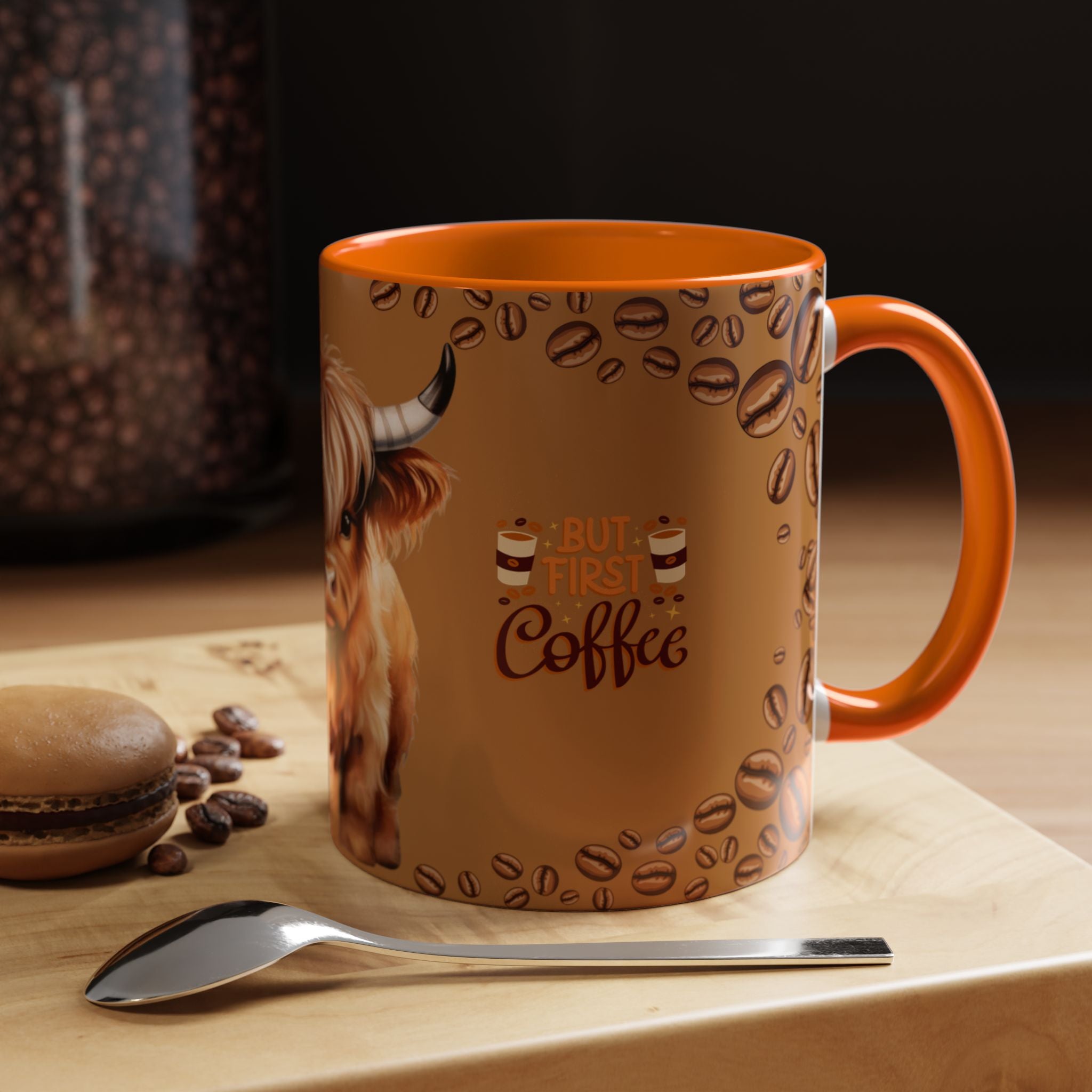 Highland Cow Coffee Mug — 'But First Coffee' Highland Cow Accent Mug (11/15oz)