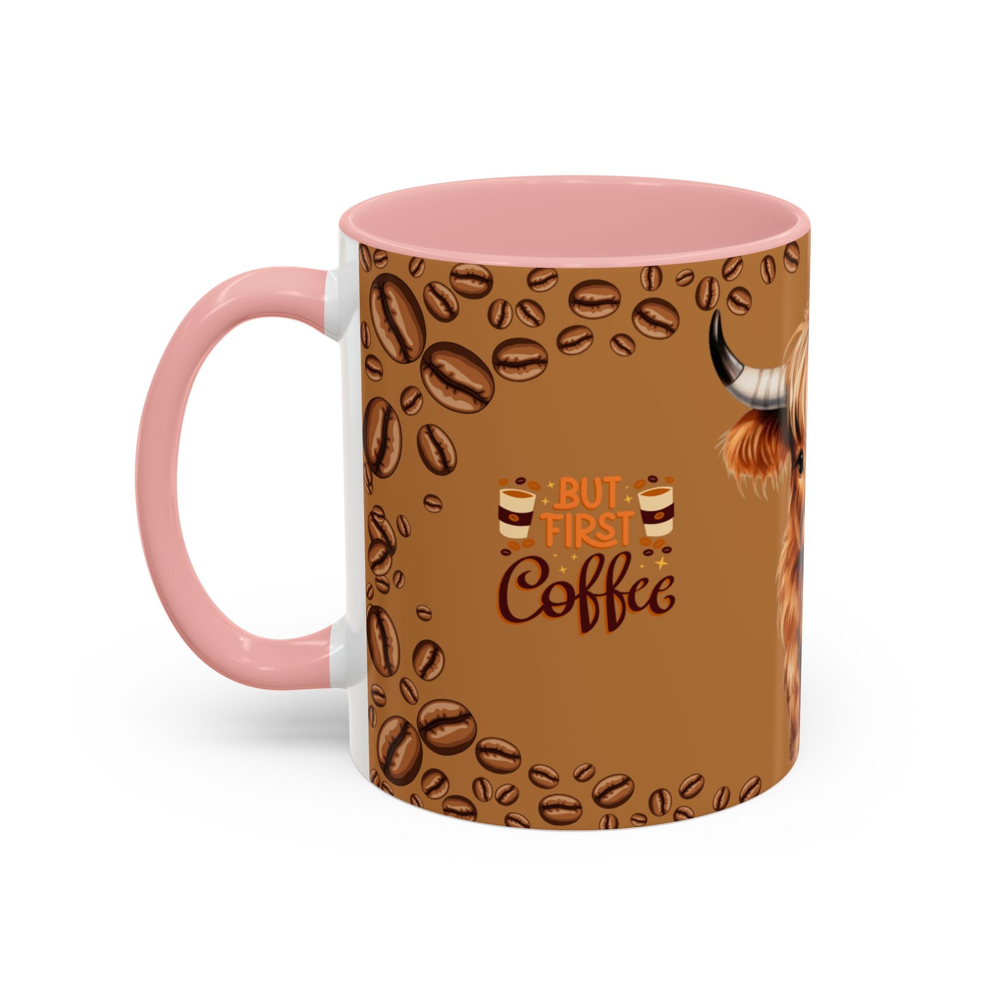 Highland Cow Coffee Mug — 'But First Coffee' Highland Cow Accent Mug (11/15oz)