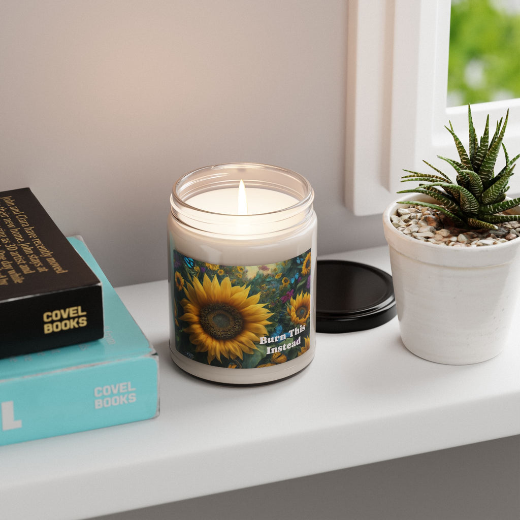 Sunflower Scented Soy Candle, Aromatic Candles for Home, Relaxing Gift, Eco-Friendly Candle, Nature-Inspired Decor, Burn This Instead