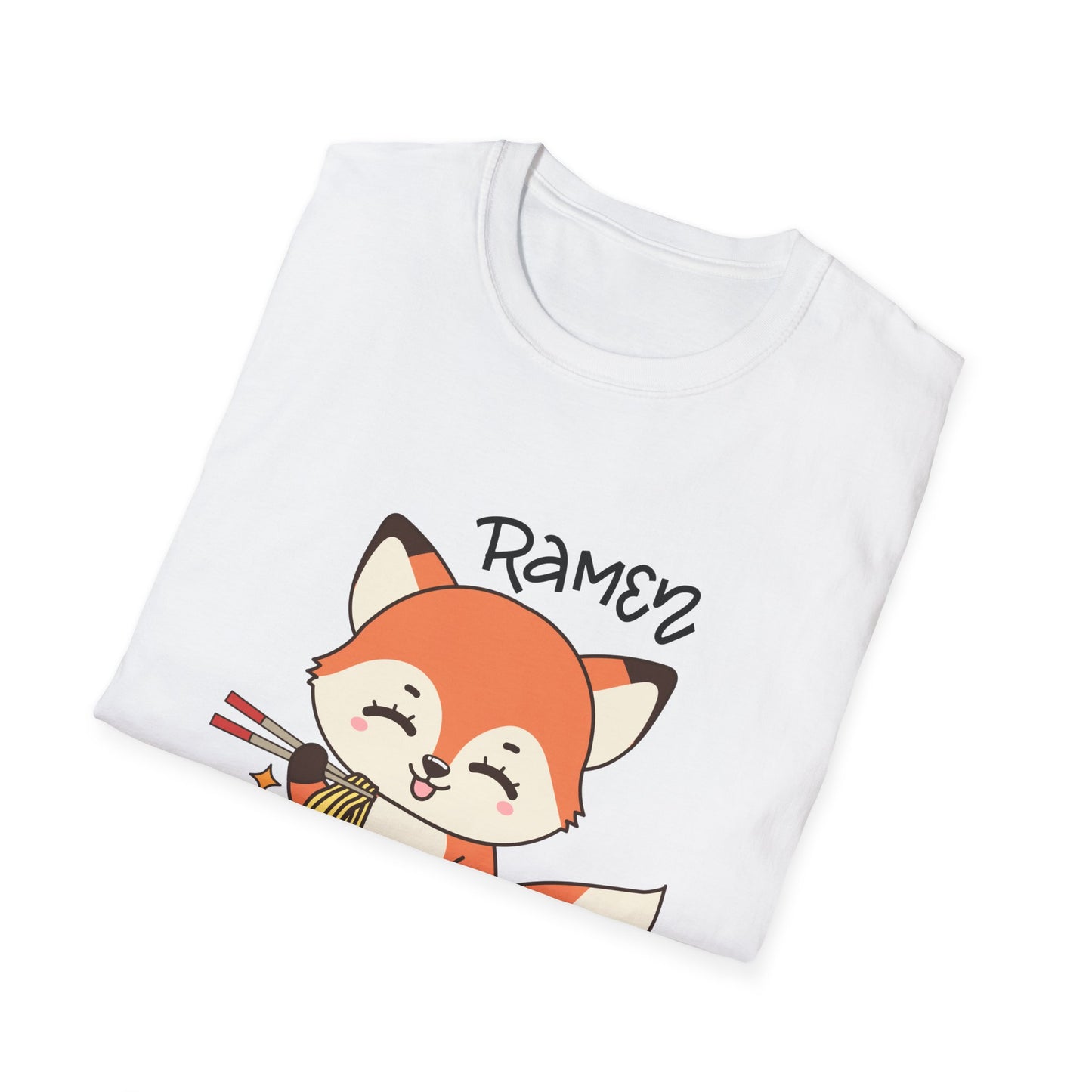 Cute Ramen Fox Unisex T-Shirt, Funny Foodie Shirt, Gift for Ramen Lovers, Cartoon Animal Tee, Casual Everyday Wear
