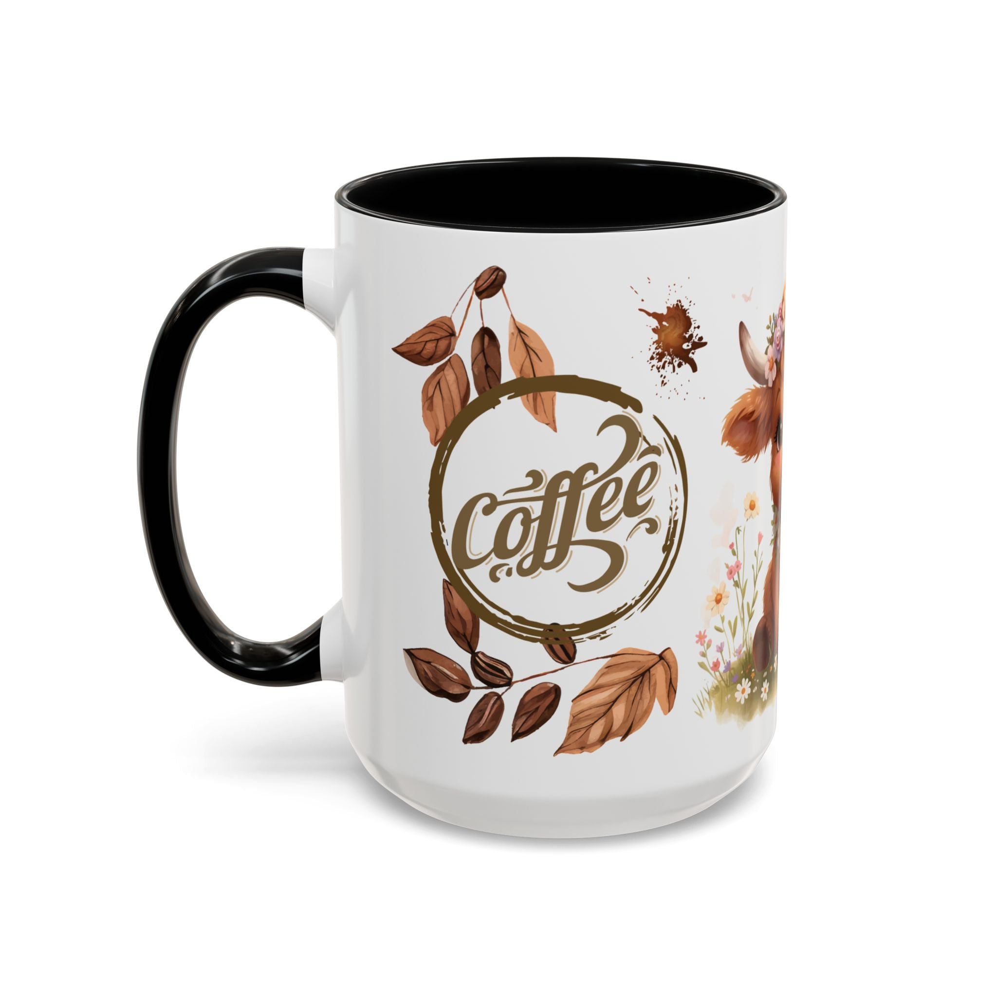 Floral Baby Cow Coffee Mug | Accent Coffee Mug 11oz 15oz