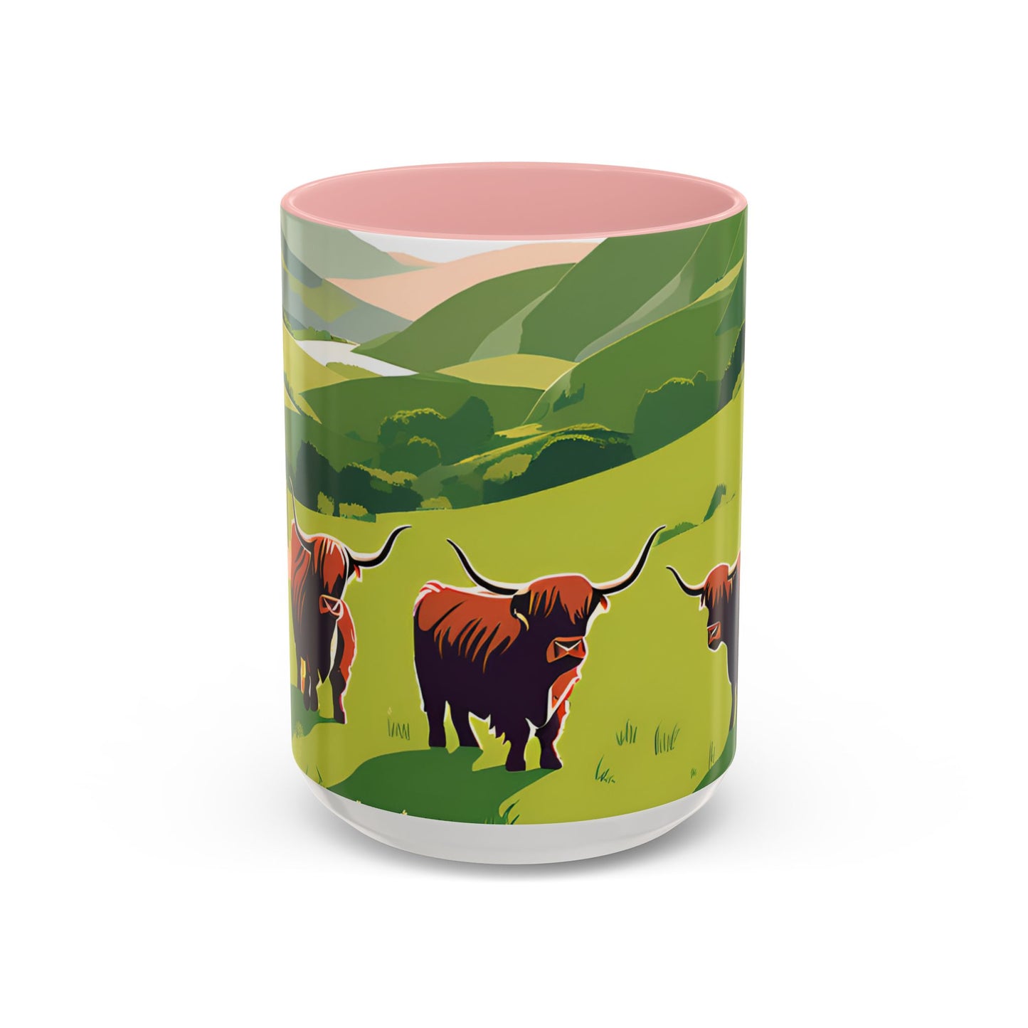Highland Cow Coffee Mug – Scenic Farm Landscape Accent Mug (11/15oz)