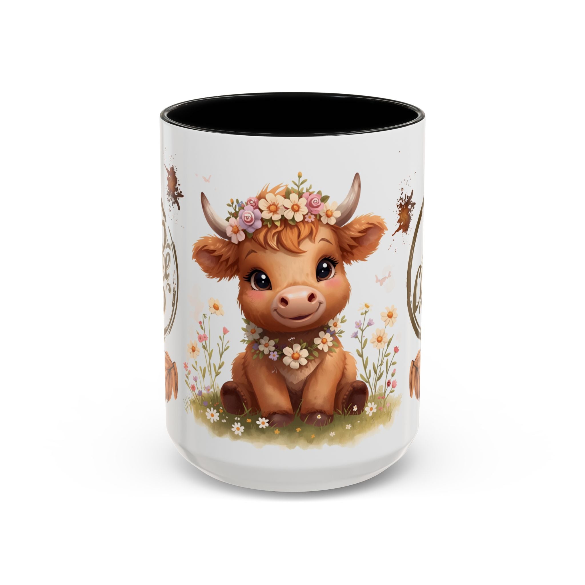 Floral Baby Cow Coffee Mug | Accent Coffee Mug 11oz 15oz