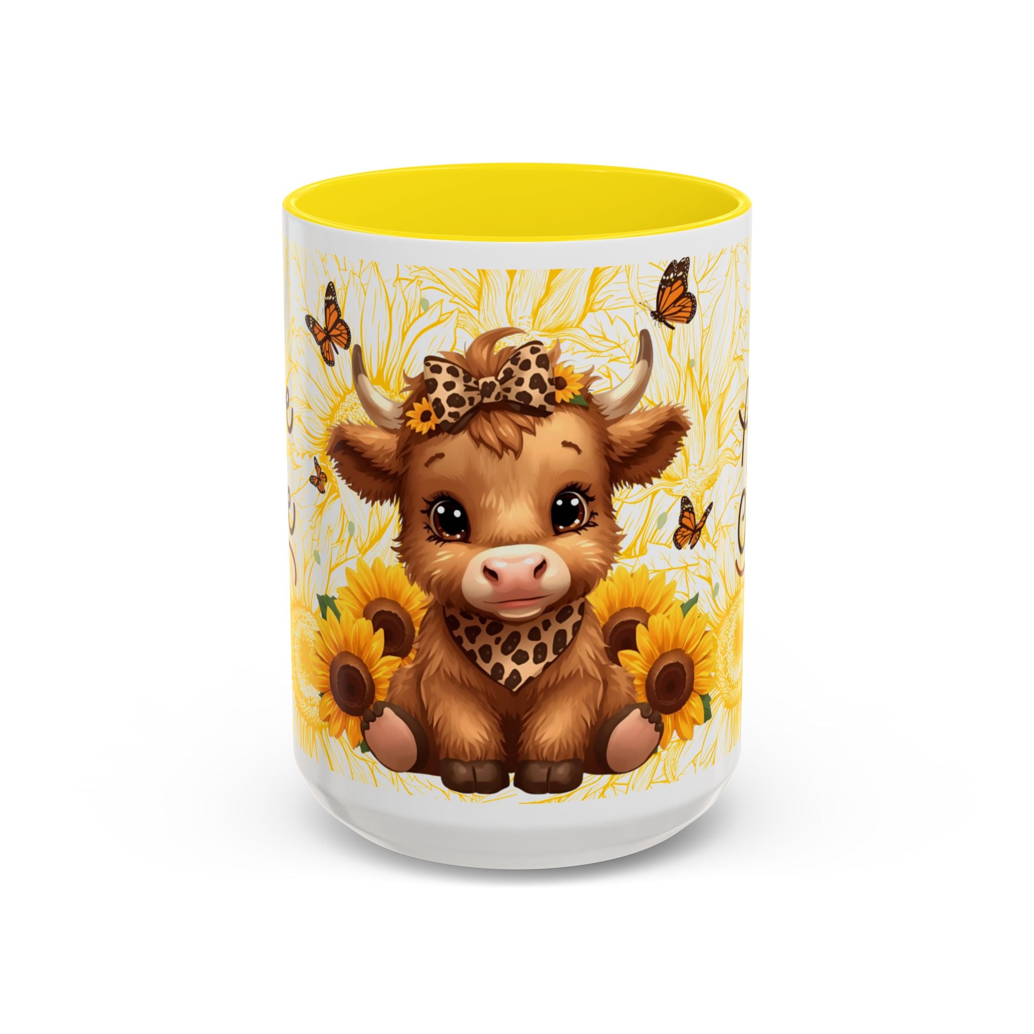 Highland Cow Cup Cute Sunflower Coffee Mug 11 and 15oz Size