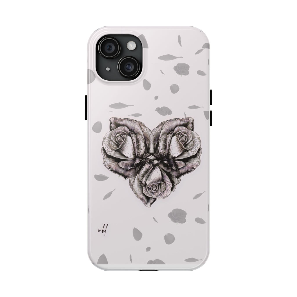 IPhone Phone Case Artistic Floral Tough Phone Cases - Heart Rose Design