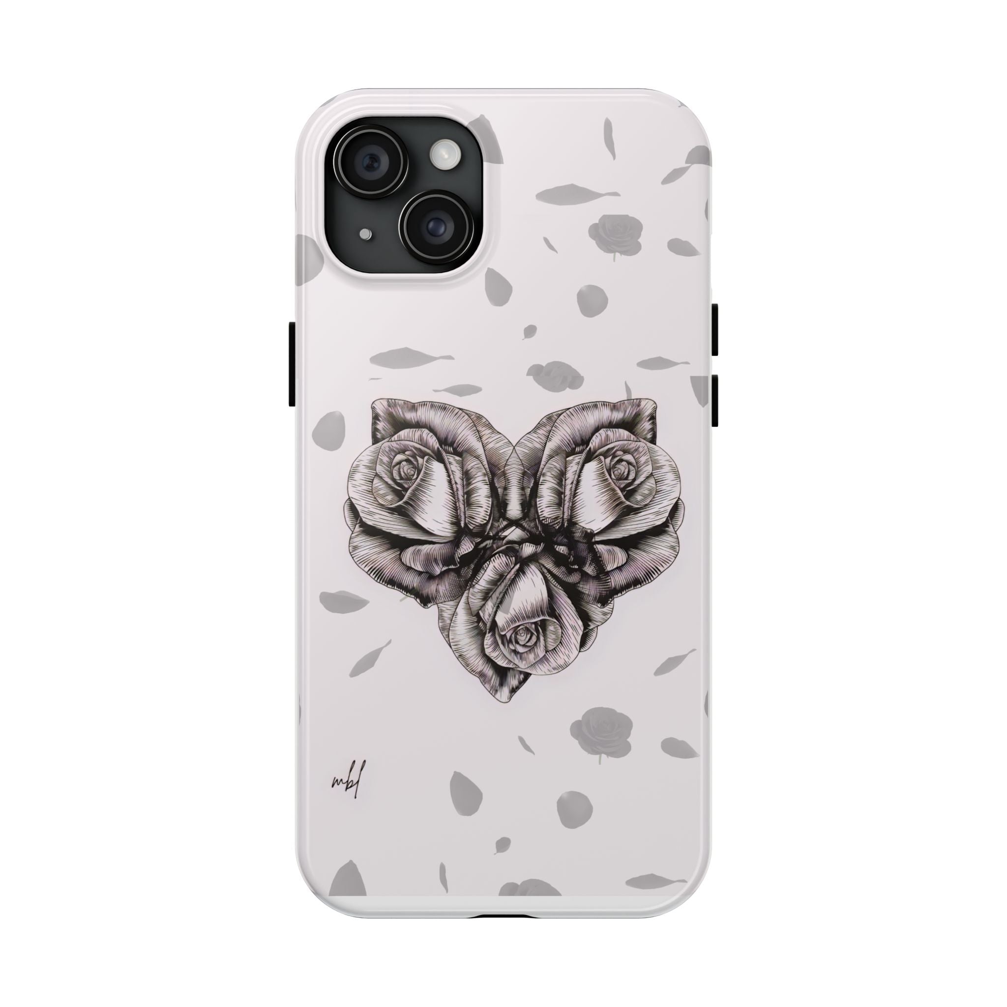 IPhone Phone Case Artistic Floral Tough Phone Cases - Heart Rose Design