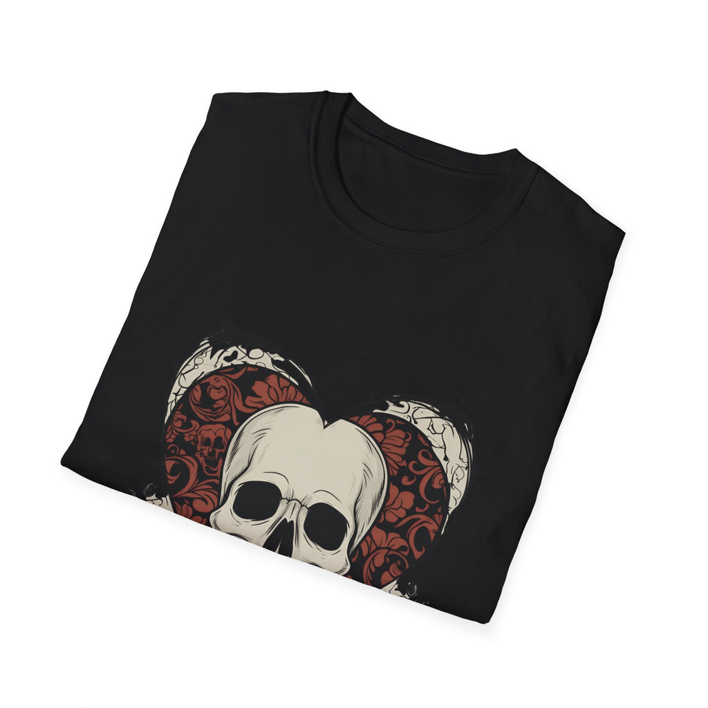 Skull Heart Graphic Tee - Edgy Unisex T-Shirt for Halloween, Gothic Style, Alternative Fashion, Gift for Her/Him