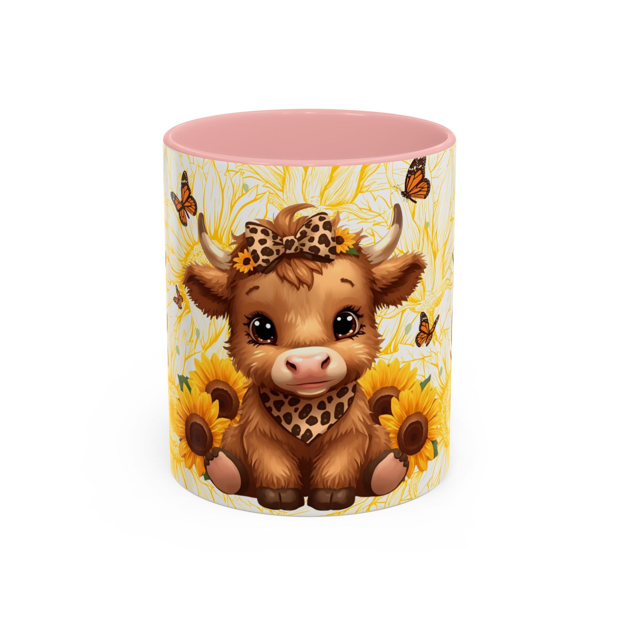 Highland Cow Cup Cute Sunflower Coffee Mug 11 and 15oz Size