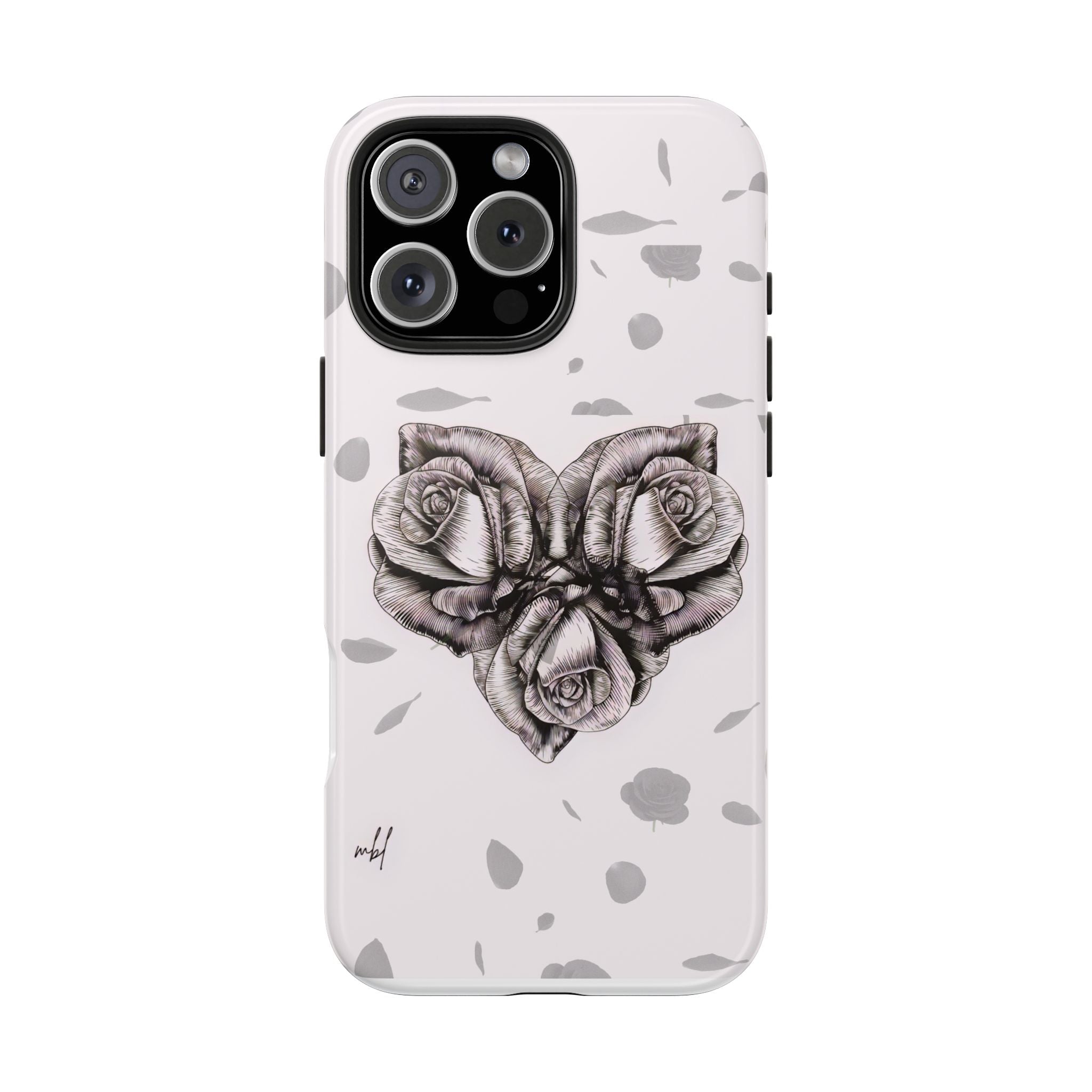 IPhone Phone Case Artistic Floral Tough Phone Cases - Heart Rose Design