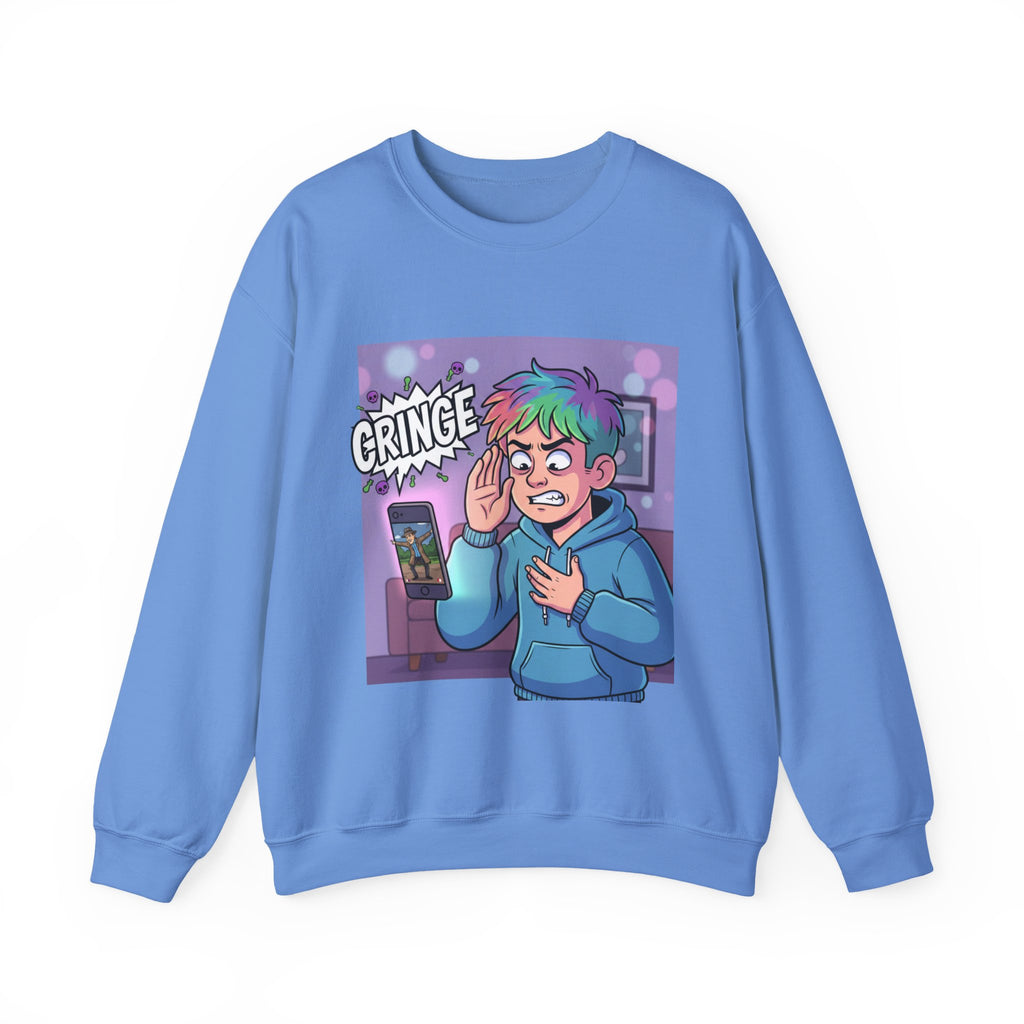 Cringe Reaction Cartoon Boy Sweatshirt | Funny Phone Call Illustration