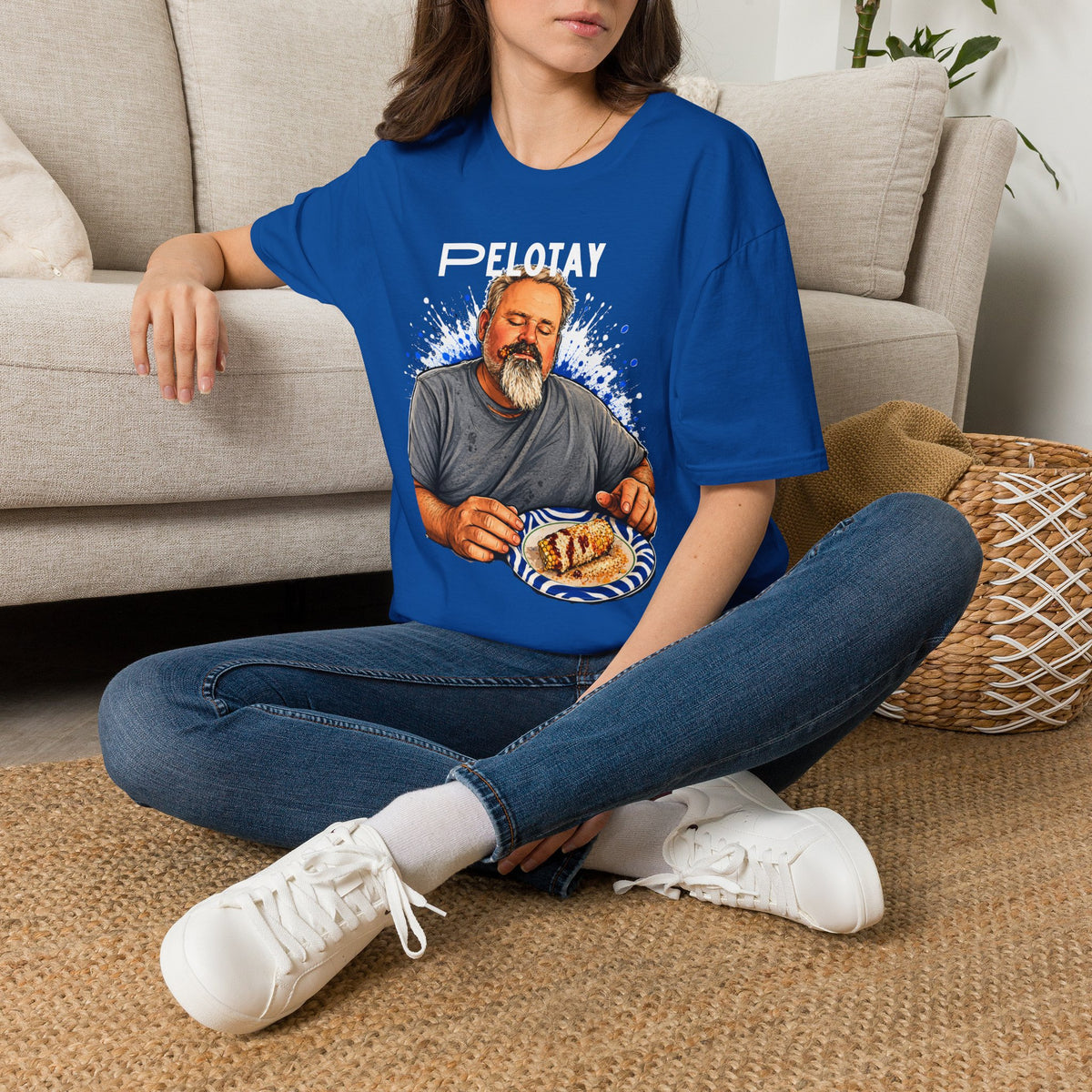T-Shirt — Bearded Man Enjoying Mexican Elote for the First Time Illustration