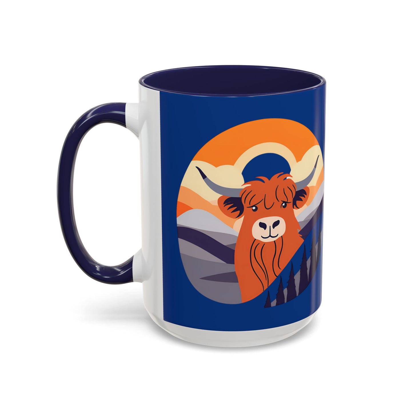 Highland Cow Coffee Mug — Cute Orange Scottish Cattle Accent Ceramic Mug (11/15 oz)
