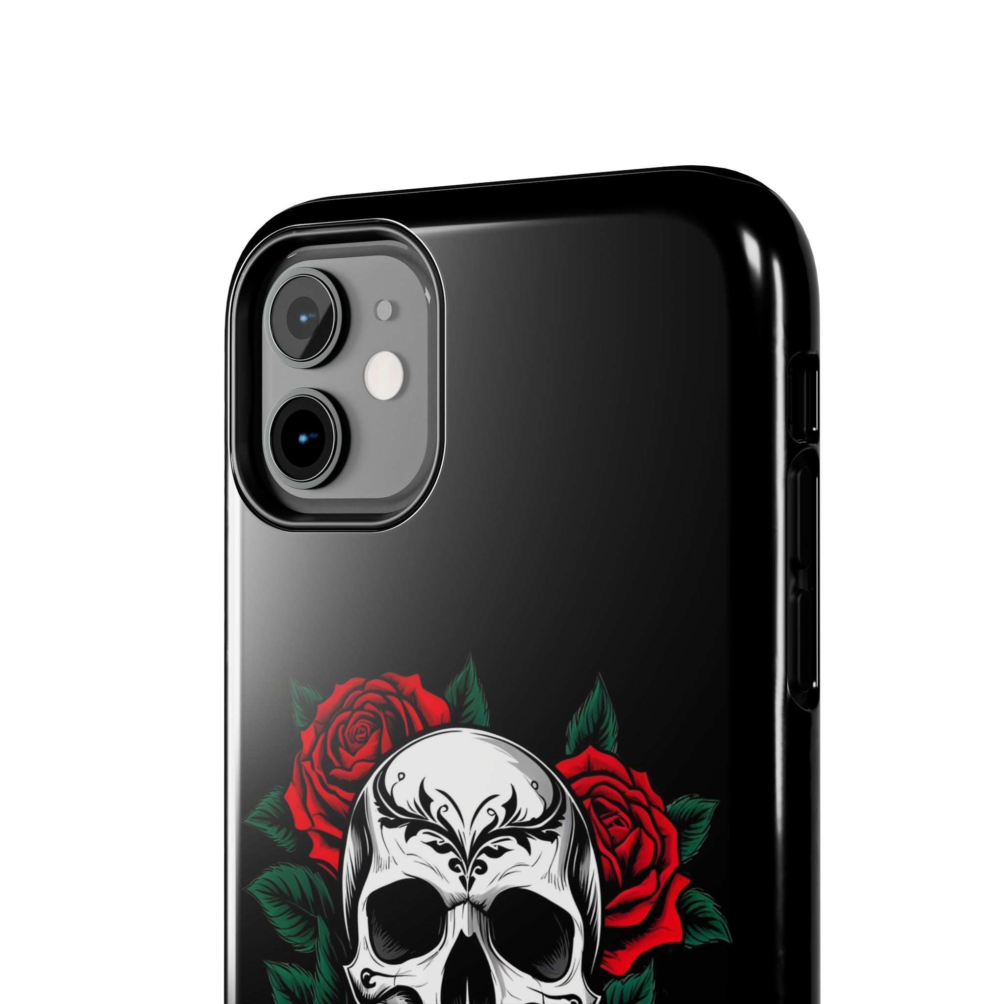 Skull and Roses Tough Phone Case — Durable Protective iPhone Cover with Vibrant Wing Design
