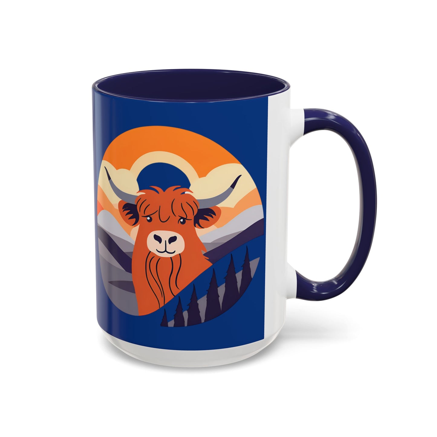 Highland Cow Coffee Mug — Cute Orange Scottish Cattle Accent Ceramic Mug (11/15 oz)