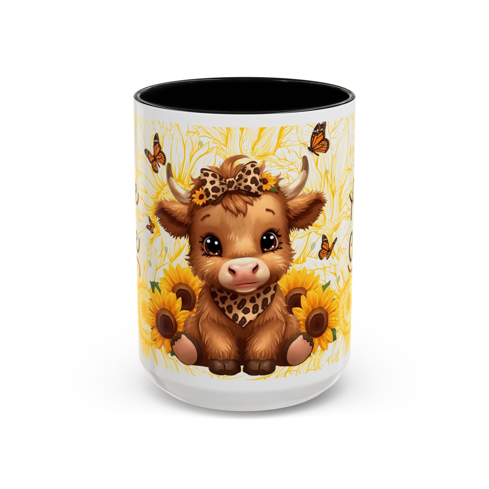 Highland Cow Cup Cute Sunflower Coffee Mug 11 and 15oz Size
