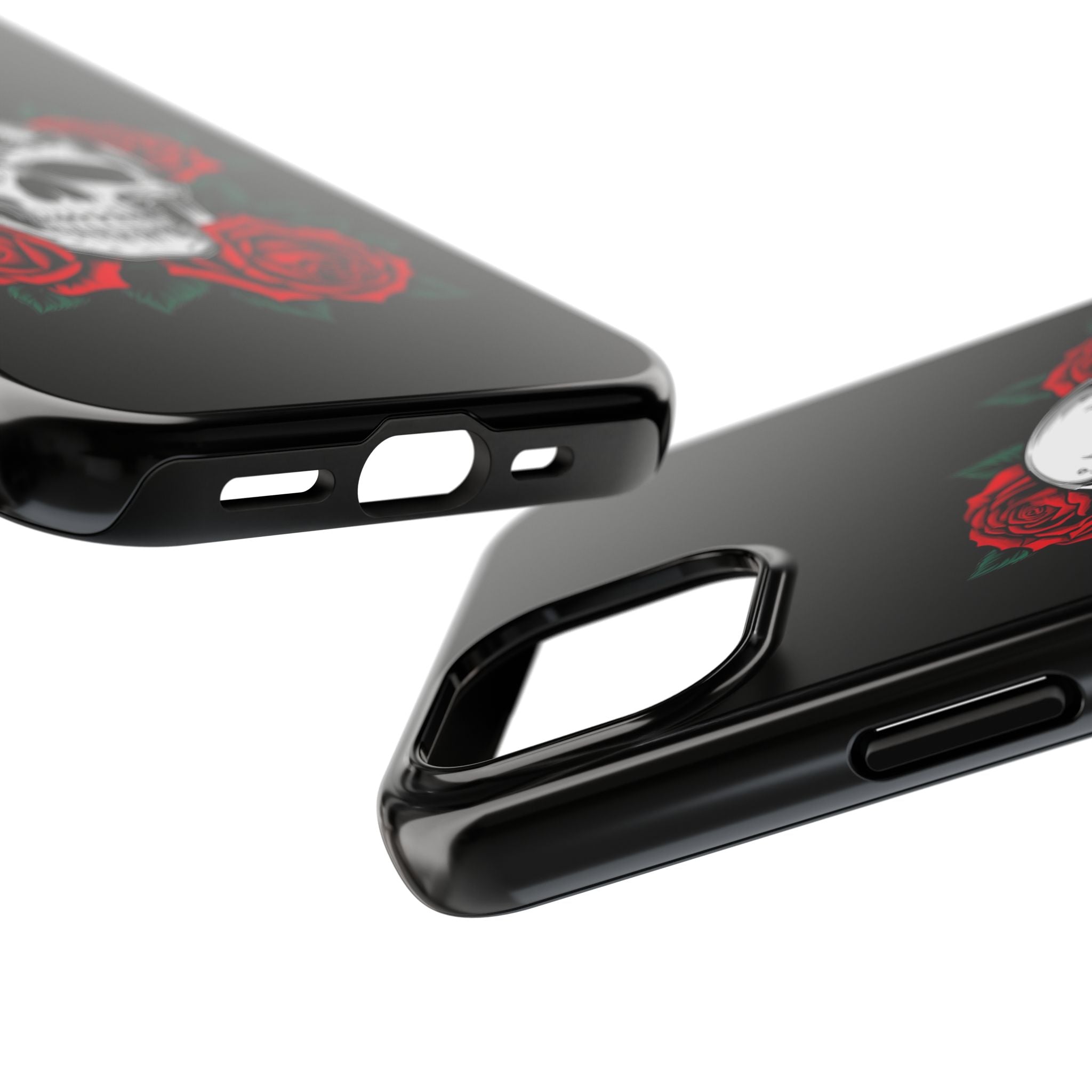 Skull and Roses Tough Phone Case — Durable Protective iPhone Cover with Vibrant Wing Design