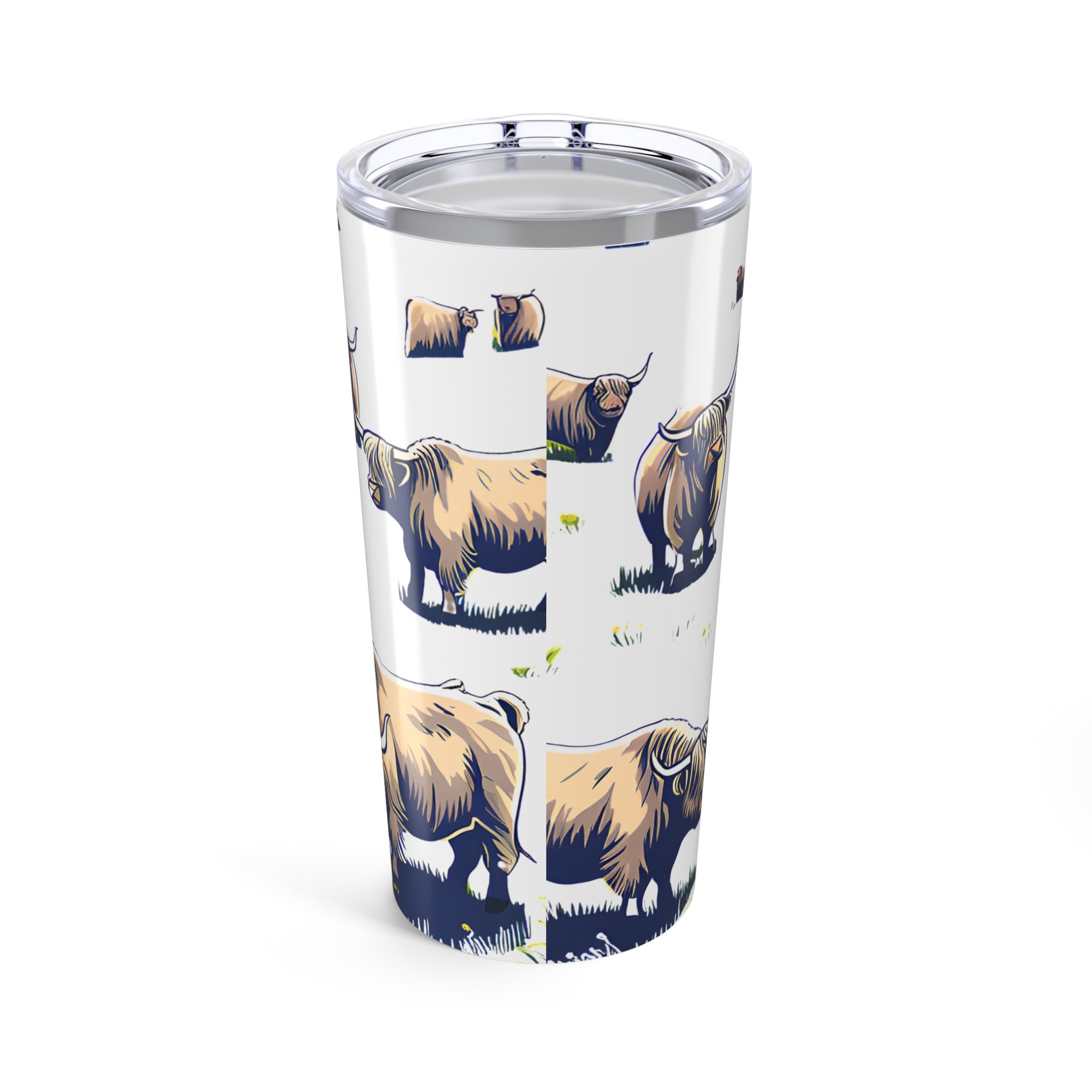 Insulated Travel Cup Highland Cow with Scottish Cattle Pattern 20oz Tumbler
