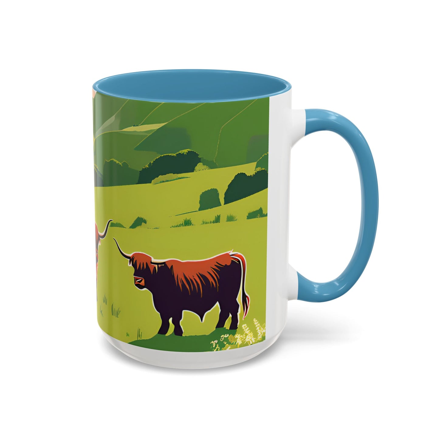 Highland Cow Coffee Mug – Scenic Farm Landscape Accent Mug (11/15oz)