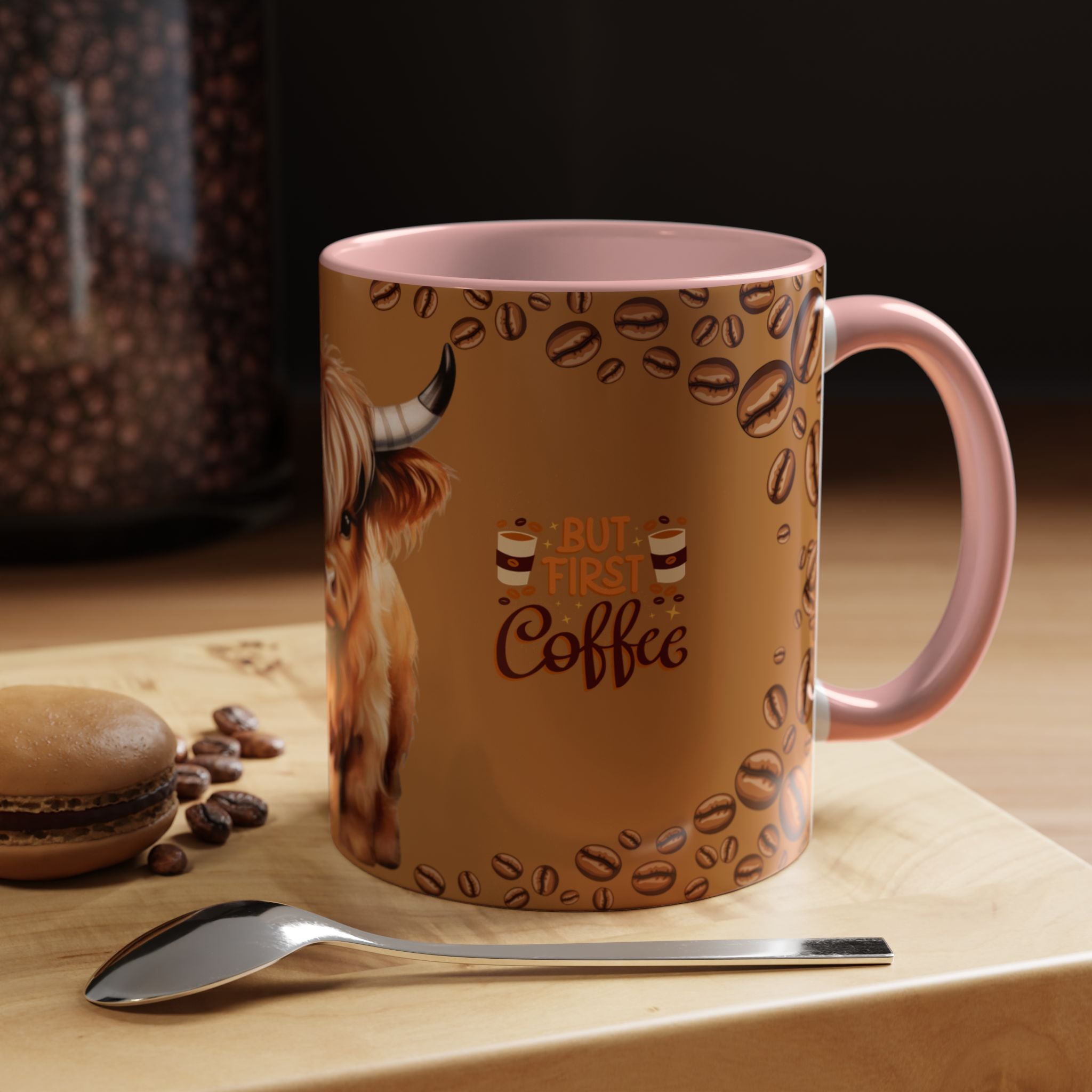 Highland Cow Coffee Mug — 'But First Coffee' Highland Cow Accent Mug (11/15oz)