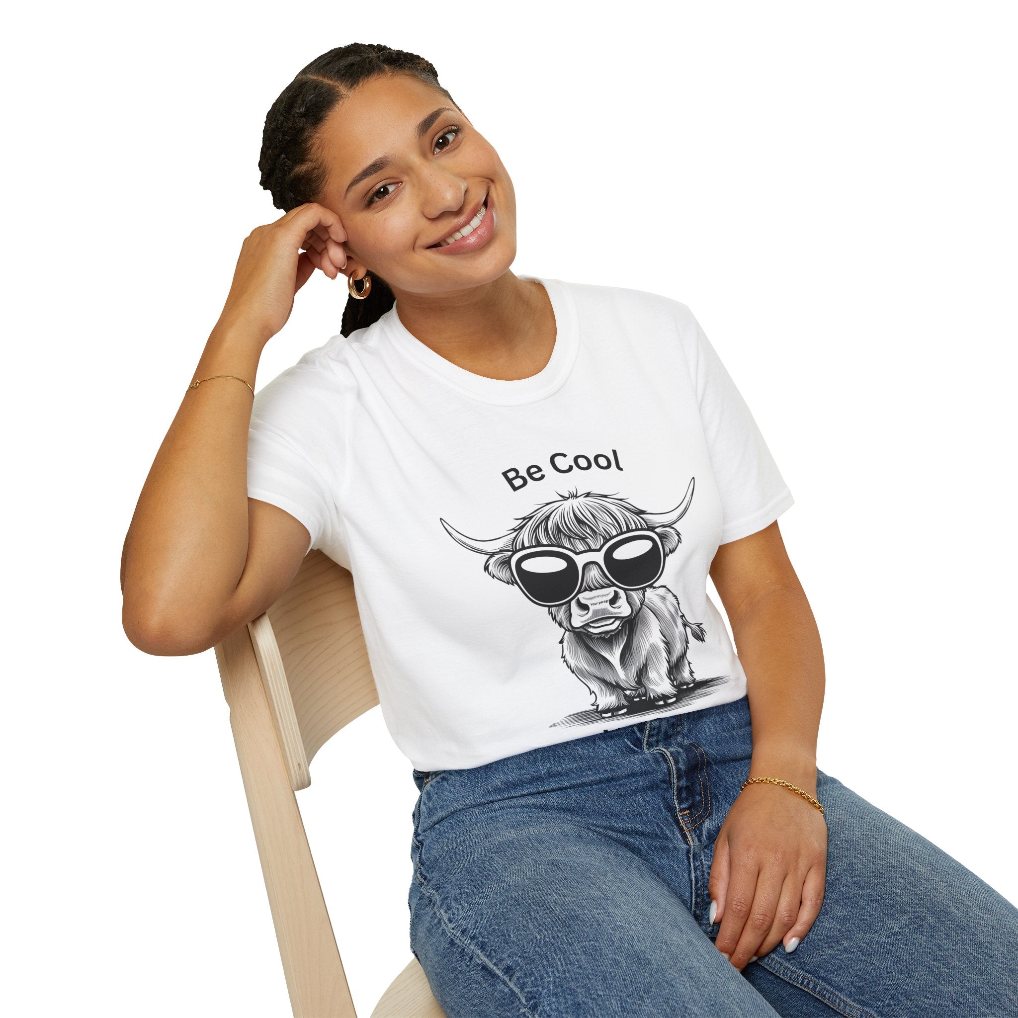 Cool Heifer Unisex Softstyle T-Shirt - Be Cool Graphic Tee for Animal Lovers