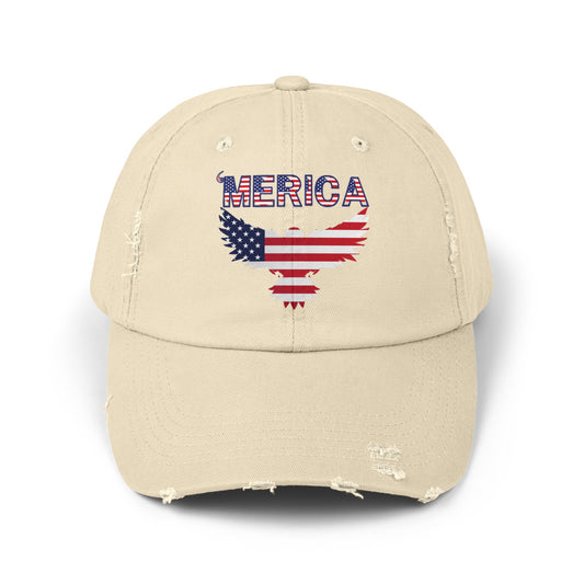 Patriotic Style "Merica" Distressed Cap: American Flag Style