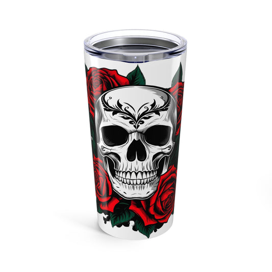 Skull & Roses 20oz Tumbler - Gothic Style Drinkware, Perfect for Halloween, Gifts for Him/Her, Unique Party Favors, Durable Insulated Cup