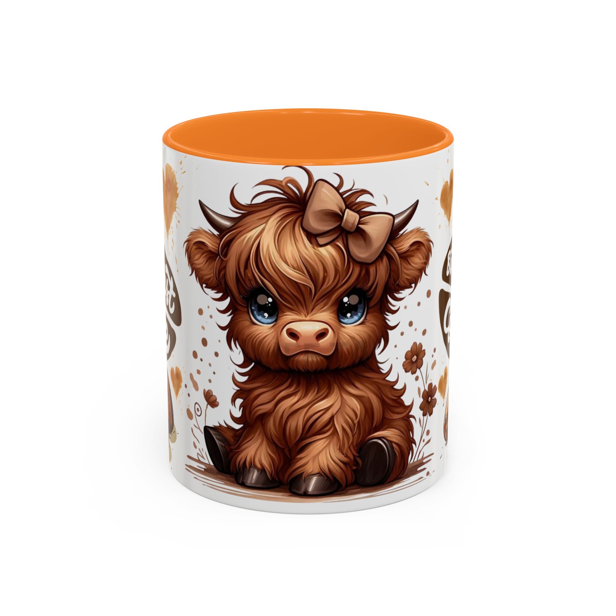 Cute Highland Cow Coffee Mug — "But First Coffee" Colorful Ceramic Mug (11oz/15oz)