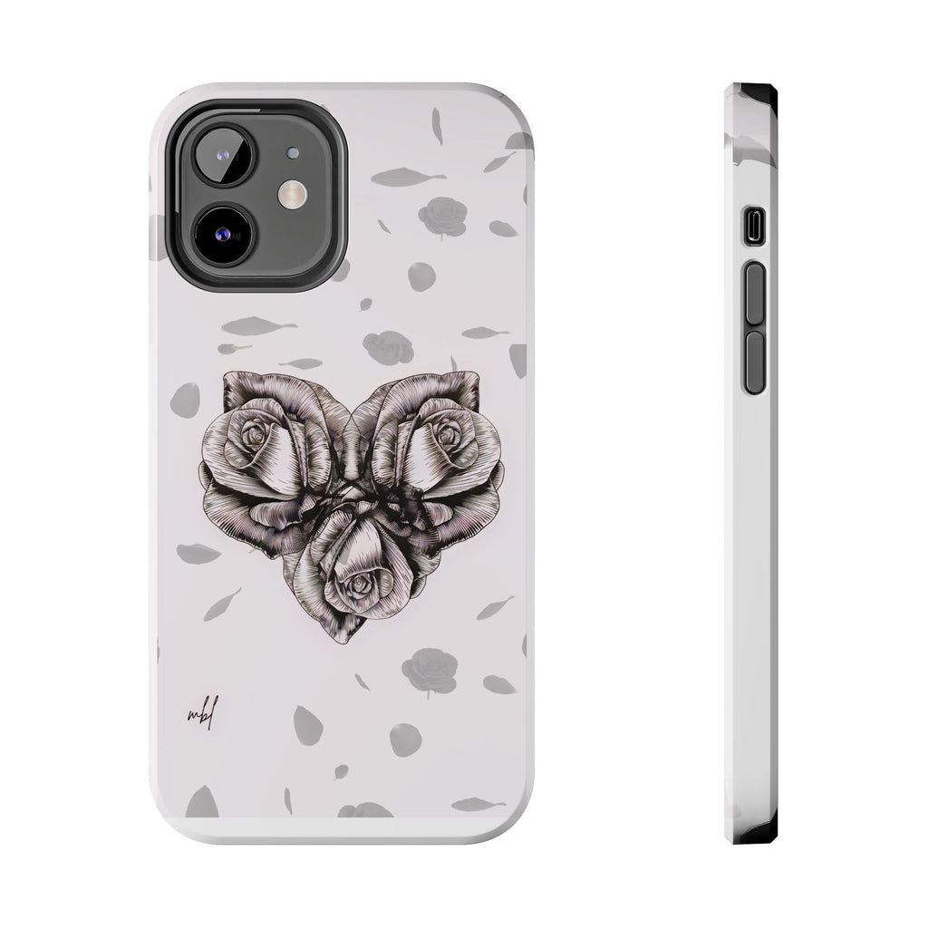 IPhone Phone Case Artistic Floral Tough Phone Cases - Heart Rose Design