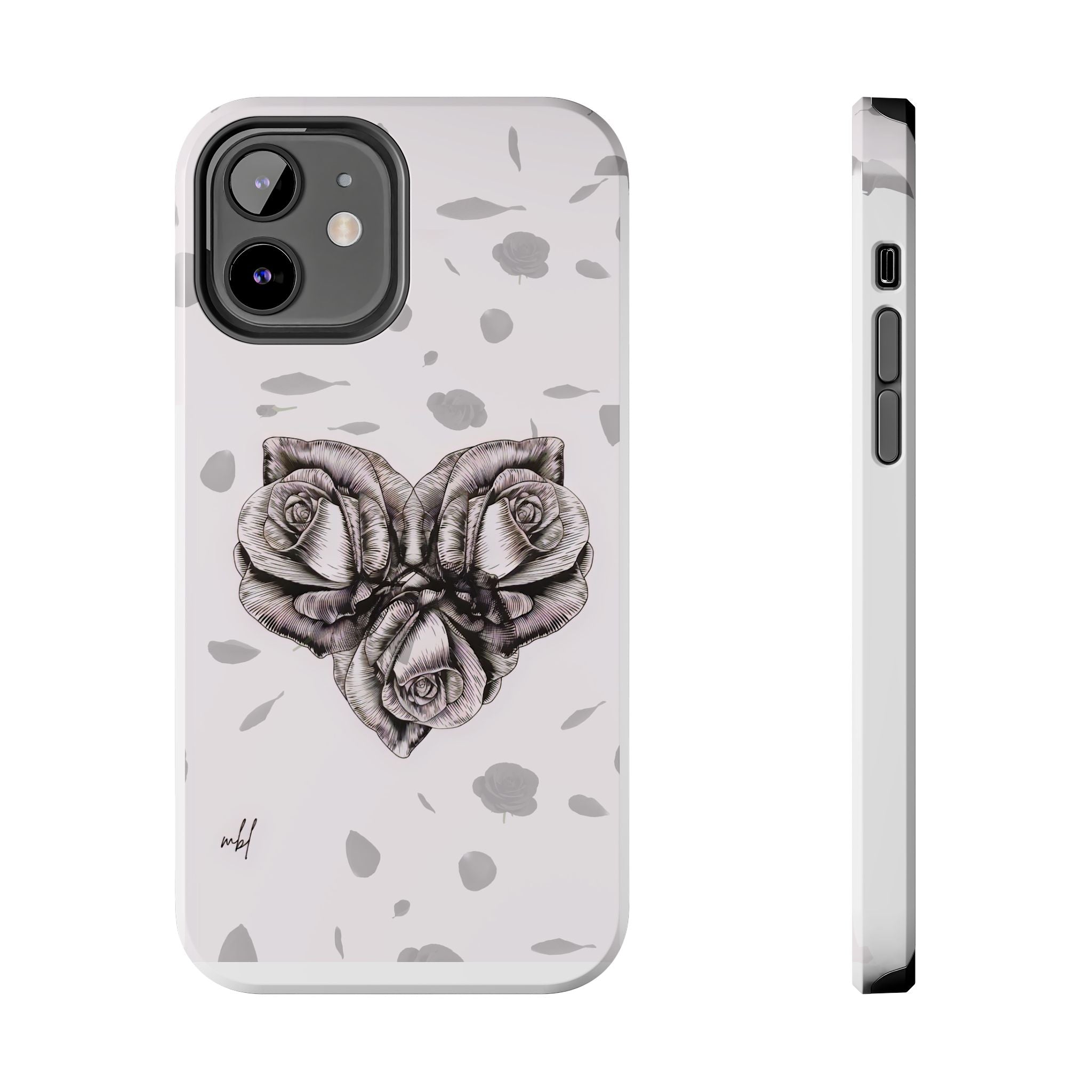 IPhone Phone Case Artistic Floral Tough Phone Cases - Heart Rose Design