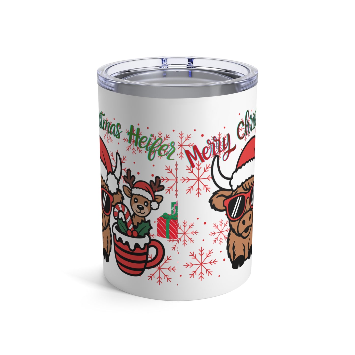 Holiday Snowflake Gift 10oz Merry Christmas Reindeer Tumbler Design