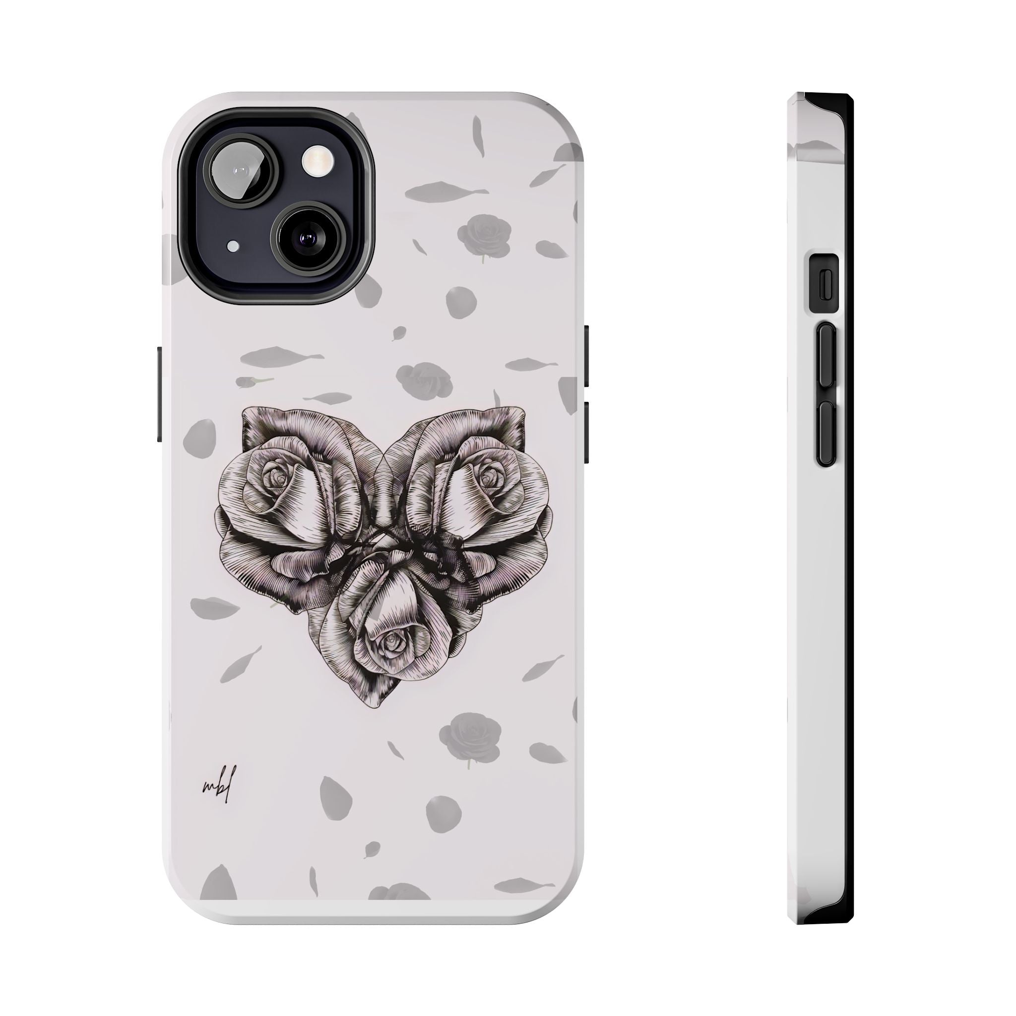 IPhone Phone Case Artistic Floral Tough Phone Cases - Heart Rose Design