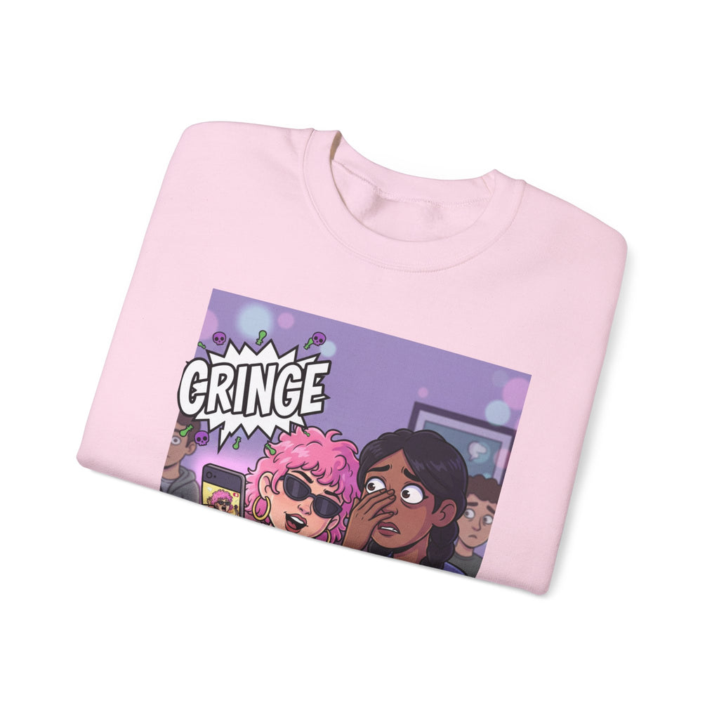 Cringe Friends Illustration Sweatshirt | Cartoon Cafe Scene