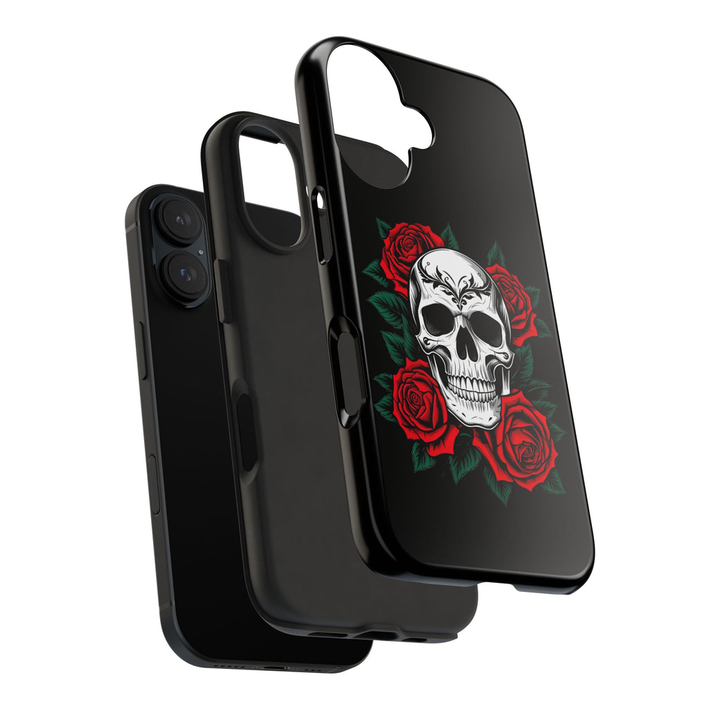 Skull and Roses Tough Phone Case — Durable Protective iPhone Cover with Vibrant Wing Design