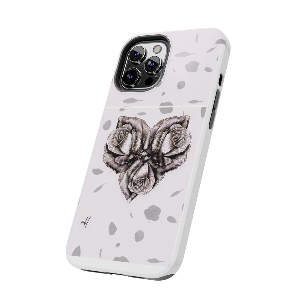 IPhone Phone Case Artistic Floral Tough Phone Cases - Heart Rose Design